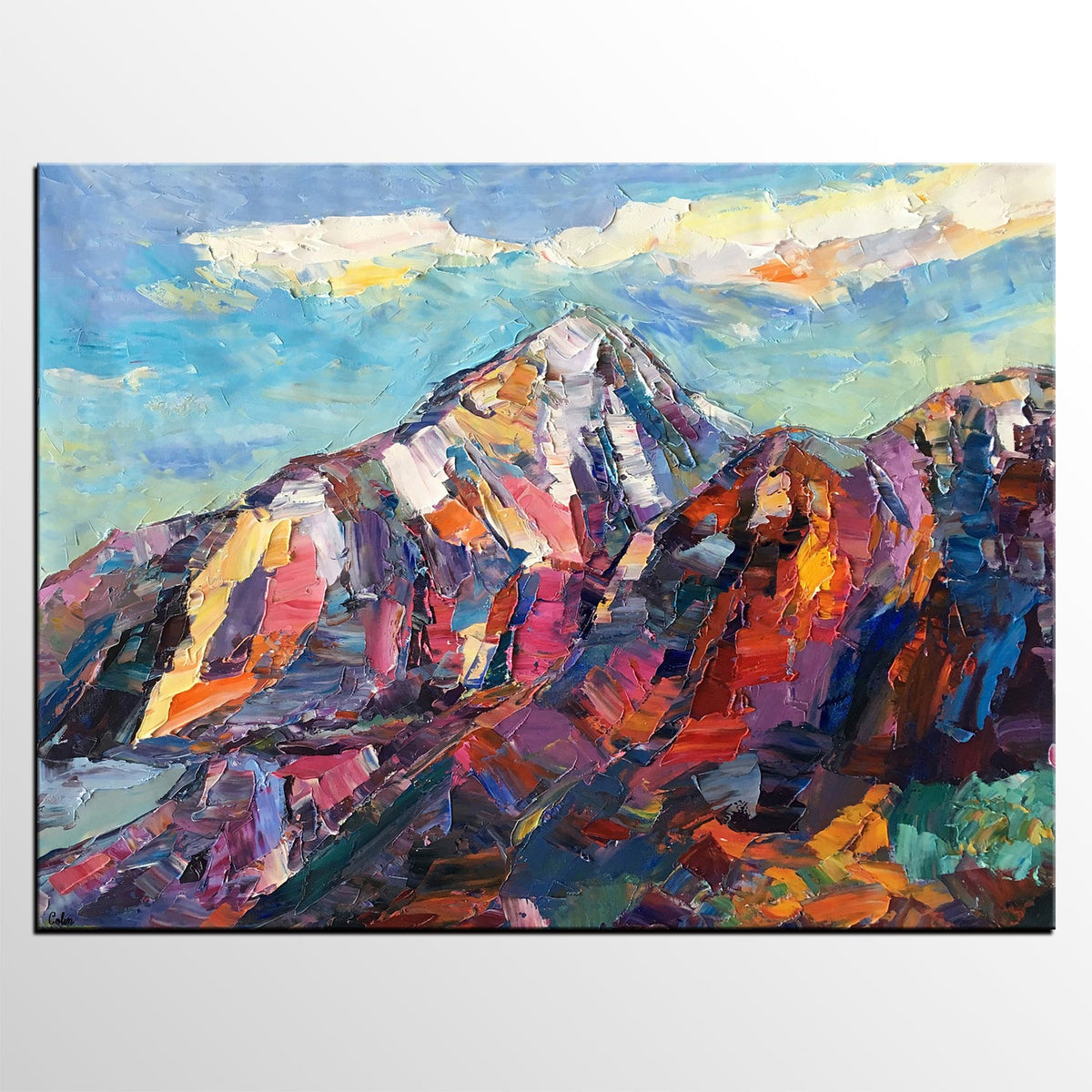 Abstract Mountain Painting, Landscape Wall Art Paintings, Custom Origi ...