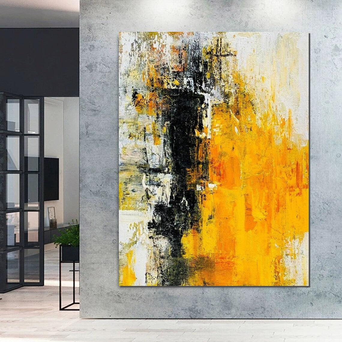 Canvas Painting for Living Room, Simple Modern Art, Yellow Modern Wall ...