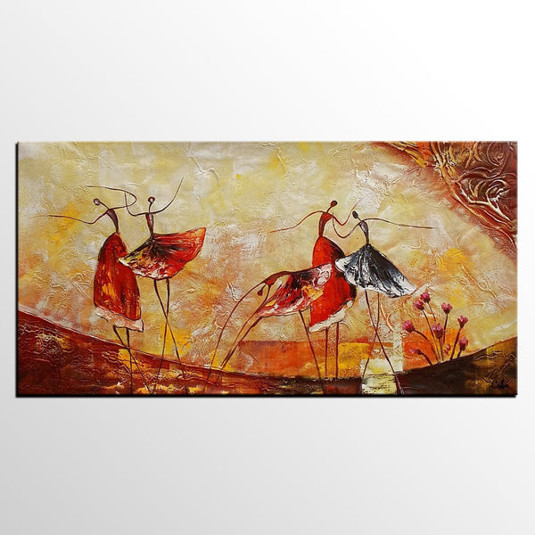 Simple Canvas Painting, Dining Room Wall Art Paintings, Buy Art Online, Abstract Acrylic Painting, Ballet Dancer Painting-Paintingforhome