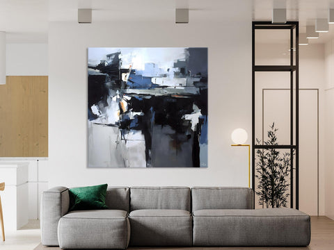 Original Modern Wall Art on Canvas, Black Contemporary Canvas Art, Modern Acrylic Artwork for Sale, Large Abstract Painting for Bedroom-Paintingforhome