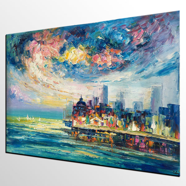 Original Landscape Paintings, Cityscape Painting, Custom Large Canvas Paintings, Modern Paintings on Canvas-Paintingforhome