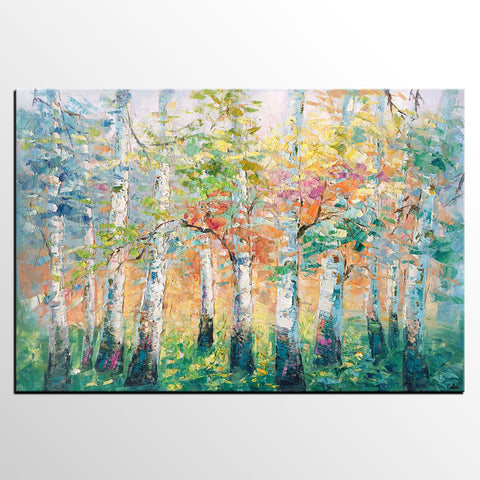 Landscape Canvas Painting, Spring Tree Painting, Landscape Painting for Bedroom, Impasto Paintings, Canvas Painting for Sale-Paintingforhome