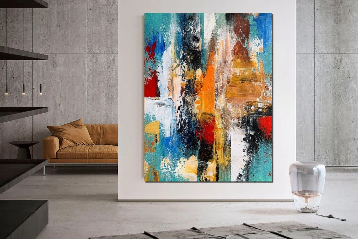 Colorful Abstract Acrylic Paintings for Living Room, Heavy Texture Can ...